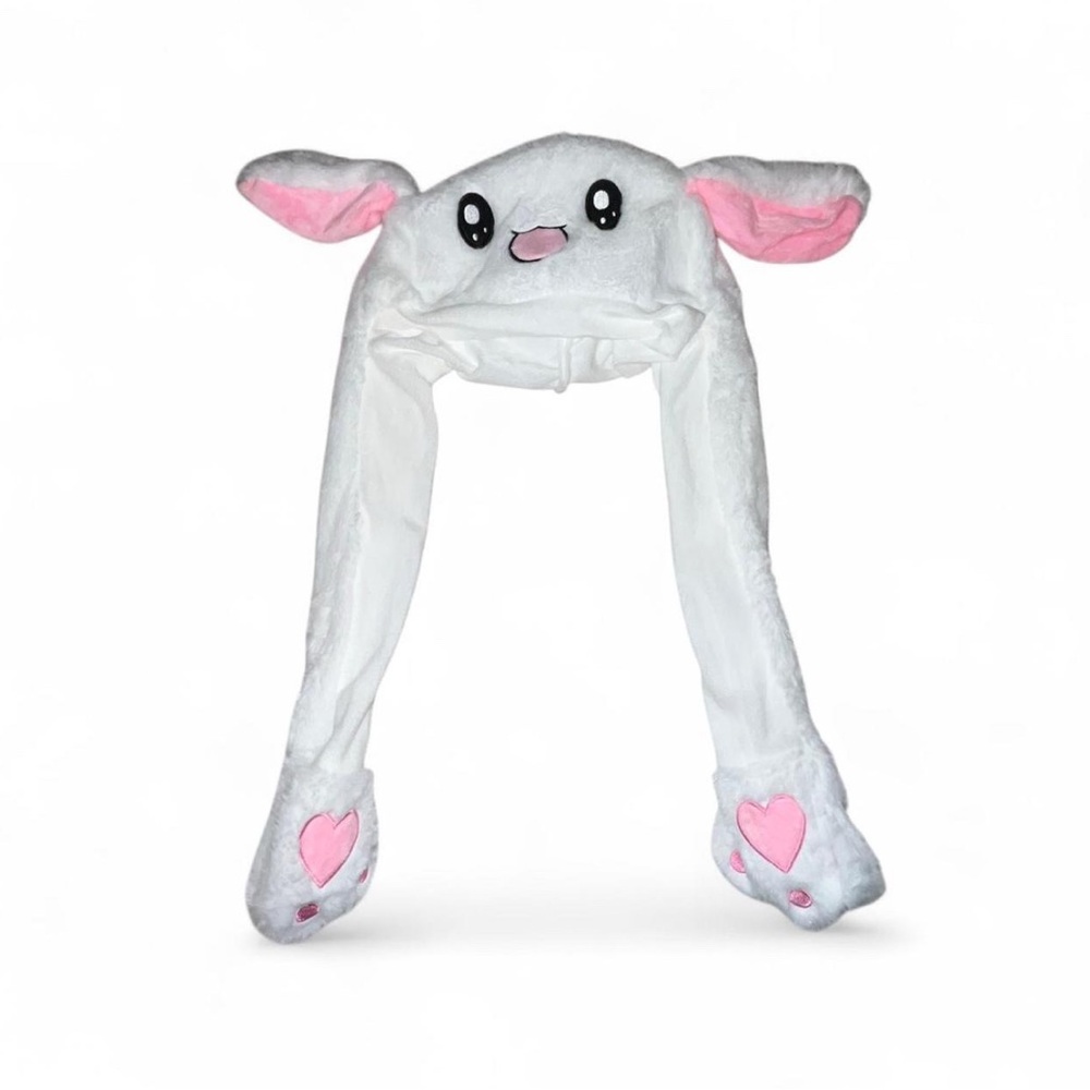 Adorable White and Pink Bunny Hat with moveable ears
